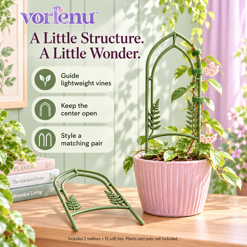 vorlenu™ Fernlight Window Plant Trellis, 2-Pack Decorative Metal Supports for Potted Hoya, Pothos & Small Climbing Houseplants