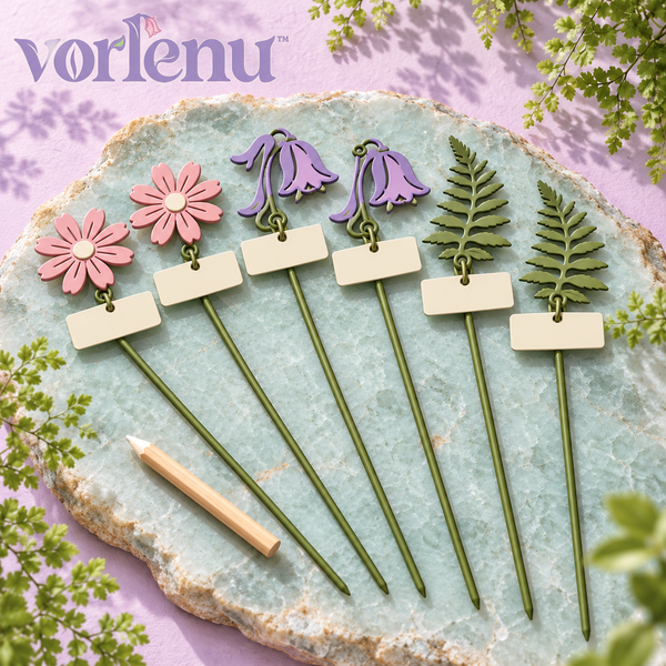 vorlenu™ Wildflower Meadow Plant Markers, 6-Pack Decorative Metal Plant Labels with Writable Tags for Indoor Pots