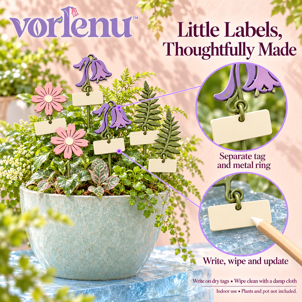vorlenu™ Wildflower Meadow Plant Markers, 6-Pack Decorative Metal Plant Labels with Writable Tags for Indoor Pots