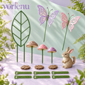 vorlenu™ Enchanted Planter Decor Set, 10-Piece Woodland Plant Accessory Kit with Mini Trellis, Mushroom Picks & Fairy Garden Accents