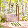 vorlenu™ Secret Garden Gate Plant Trellis, Decorative Arch Metal Vine Support with Botanical Details for Indoor Planters