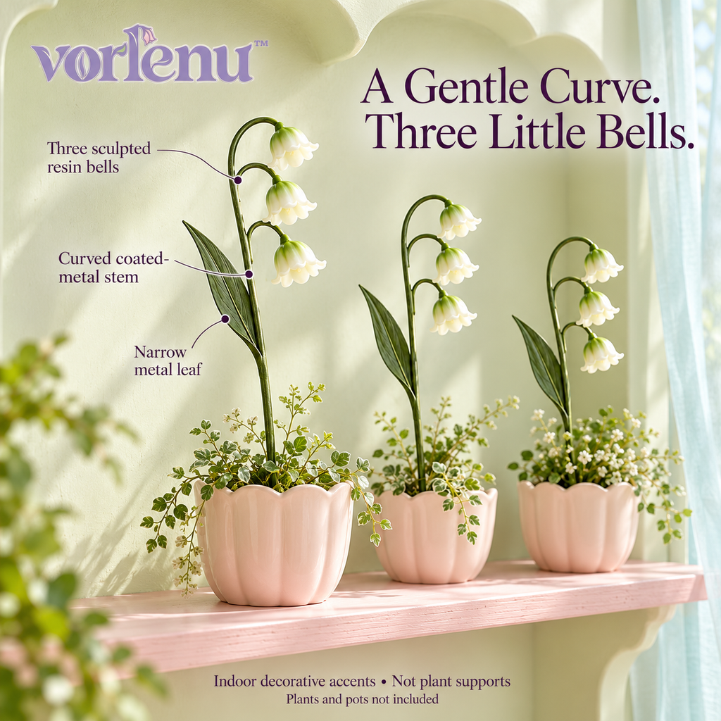 vorlenu™ Lily-of-the-Valley Decorative Plant Stakes, 3-Pack Botanical Flower Picks for Indoor Planters & Miniature Gardens